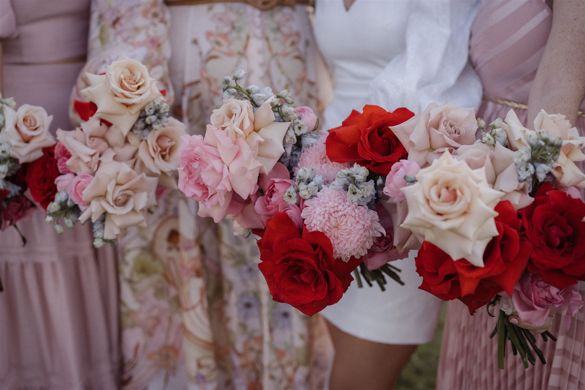 Pink bridesmaid mixed colour